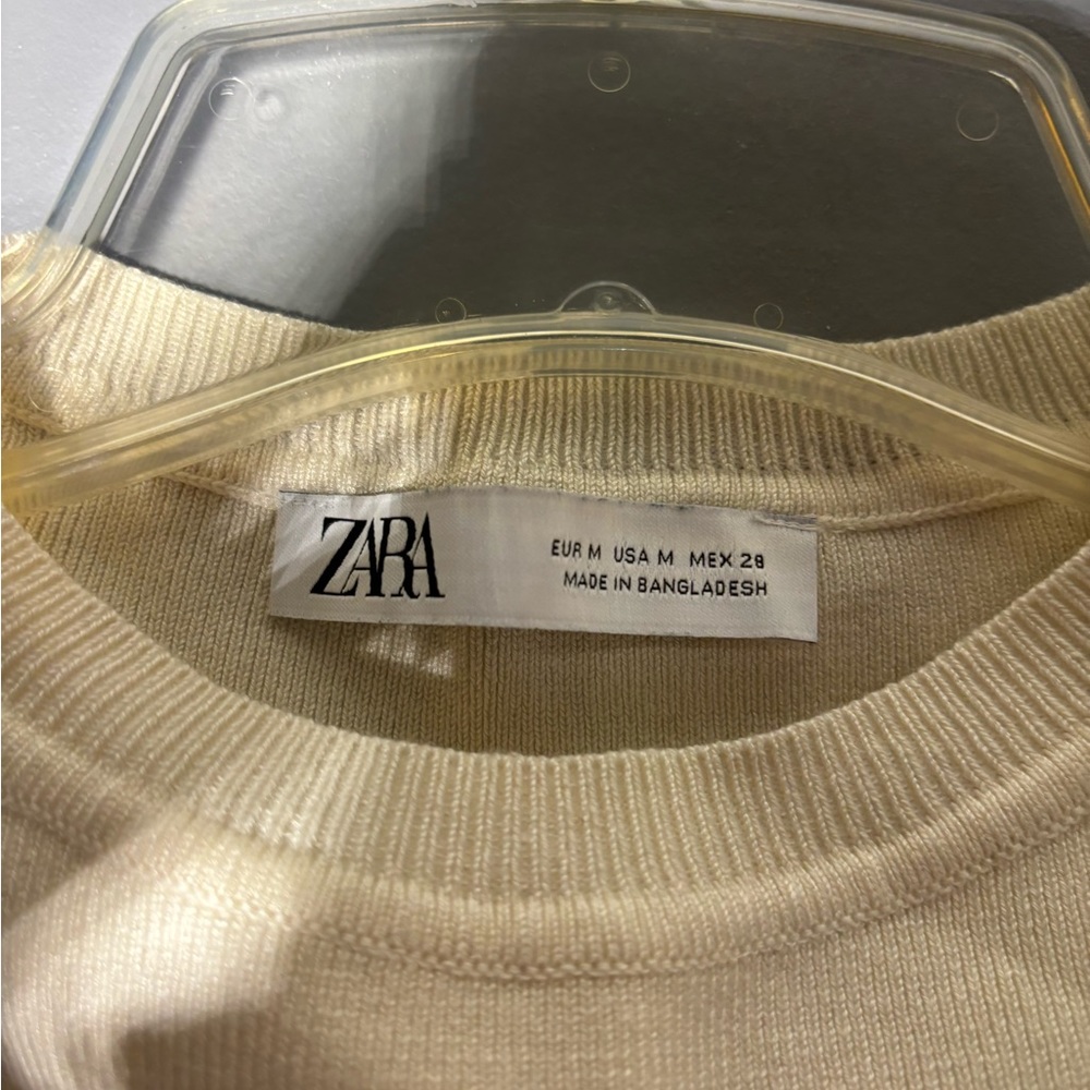 Zara Knit Crop Top in Cream Womens Size Medium - Picture 4 of 4
